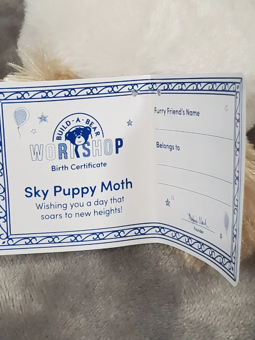 Build A Bear Mini Beans Sky Puppy Moth White Mothman Bear Plush Toy NEW